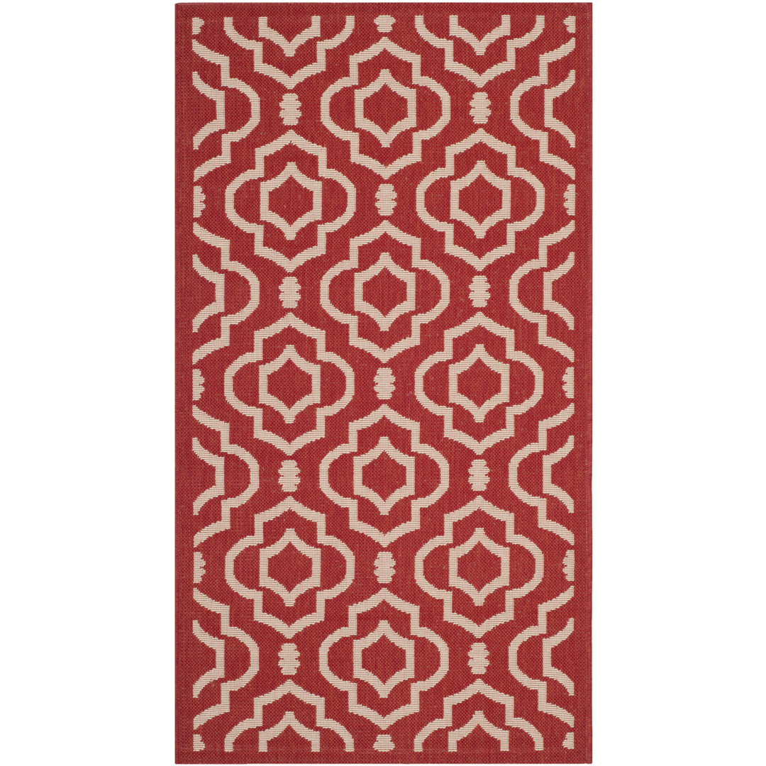 SAFAVIEH Outdoor CY6926-248 Courtyard Collection Red / Bone Rug Image 9