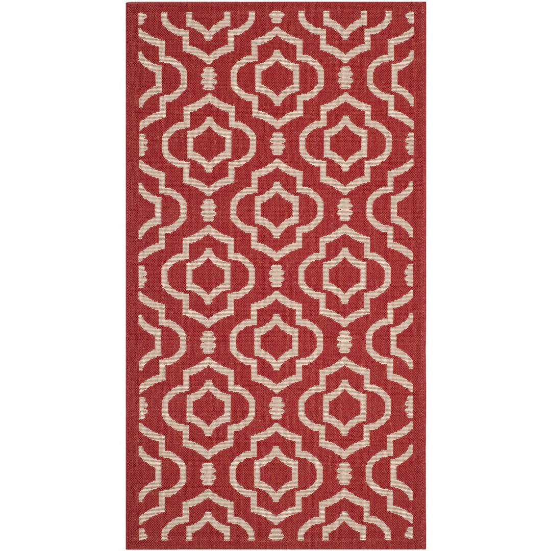 SAFAVIEH Outdoor CY6926-248 Courtyard Collection Red / Bone Rug Image 1