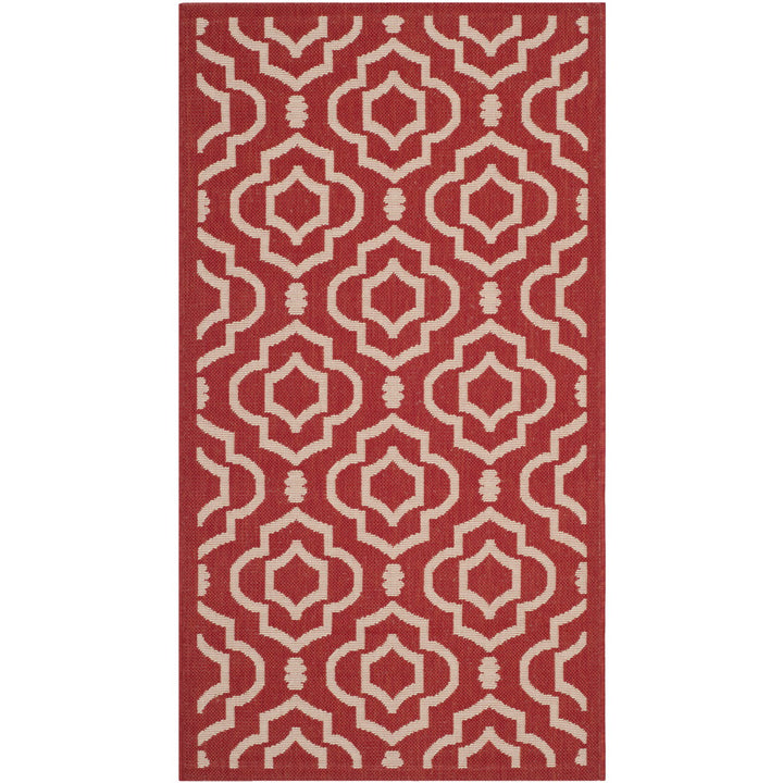 SAFAVIEH Outdoor CY6926-248 Courtyard Collection Red / Bone Rug Image 1