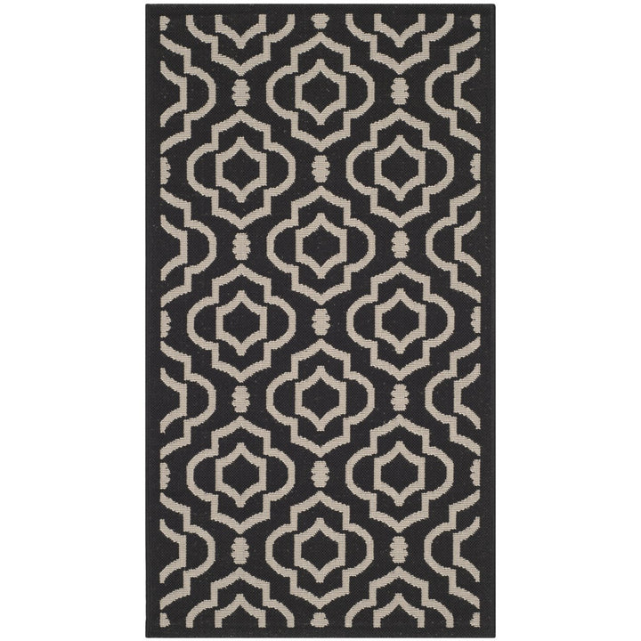 SAFAVIEH Indoor Outdoor CY6926-266 Courtyard Black / Beige Rug Image 1