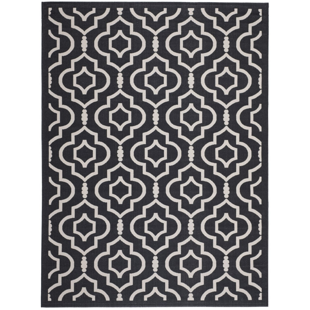 SAFAVIEH Indoor Outdoor CY6926-266 Courtyard Black / Beige Rug Image 1