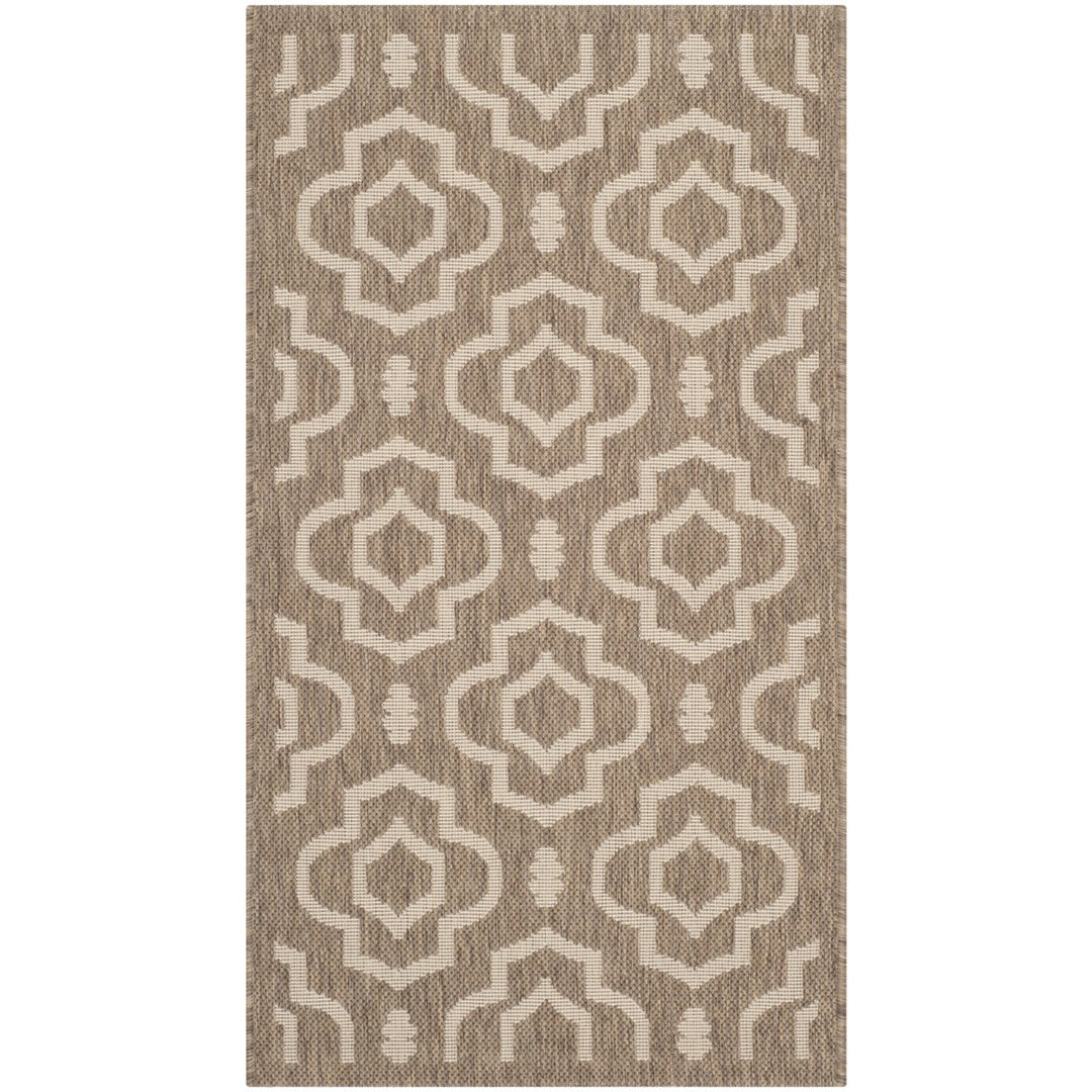 SAFAVIEH Indoor Outdoor CY6926-242 Courtyard Brown / Bone Rug Image 9