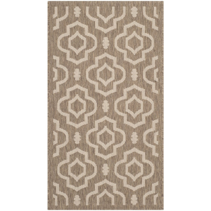 SAFAVIEH Indoor Outdoor CY6926-242 Courtyard Brown / Bone Rug Image 1