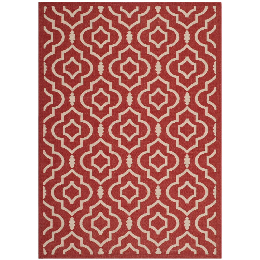 SAFAVIEH Outdoor CY6926-248 Courtyard Collection Red / Bone Rug Image 1