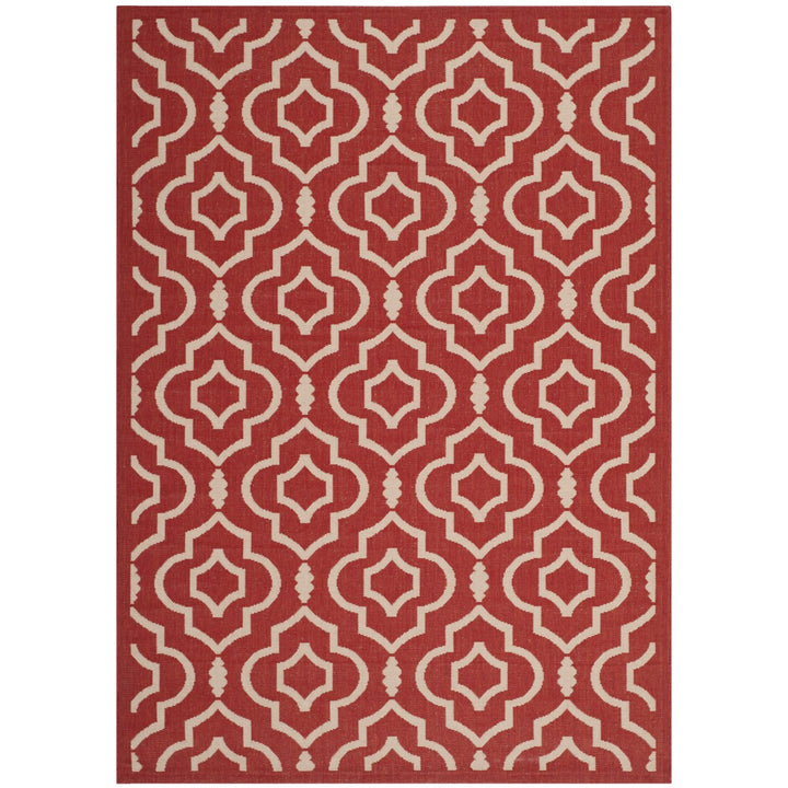 SAFAVIEH Outdoor CY6926-248 Courtyard Collection Red / Bone Rug Image 1