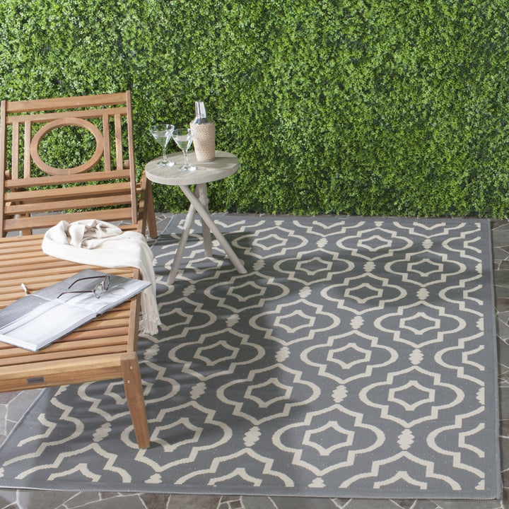 SAFAVIEH Outdoor CY6926-246 Courtyard Anthracite / Beige Rug Image 1