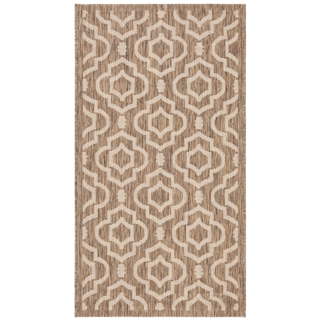 SAFAVIEH Indoor Outdoor CY6926-242 Courtyard Brown / Bone Rug Image 1