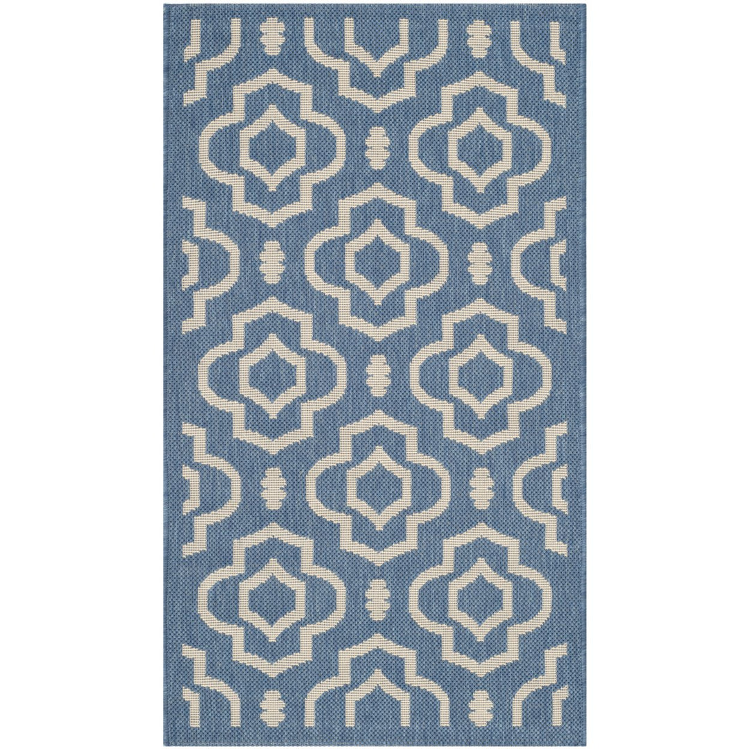 SAFAVIEH Indoor Outdoor CY6926-243 Courtyard Blue / Beige Rug Image 1