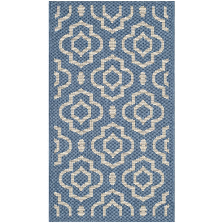 SAFAVIEH Indoor Outdoor CY6926-243 Courtyard Blue / Beige Rug Image 1