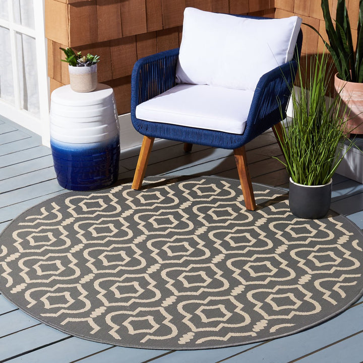 SAFAVIEH Outdoor CY6926-246 Courtyard Anthracite / Beige Rug Image 2