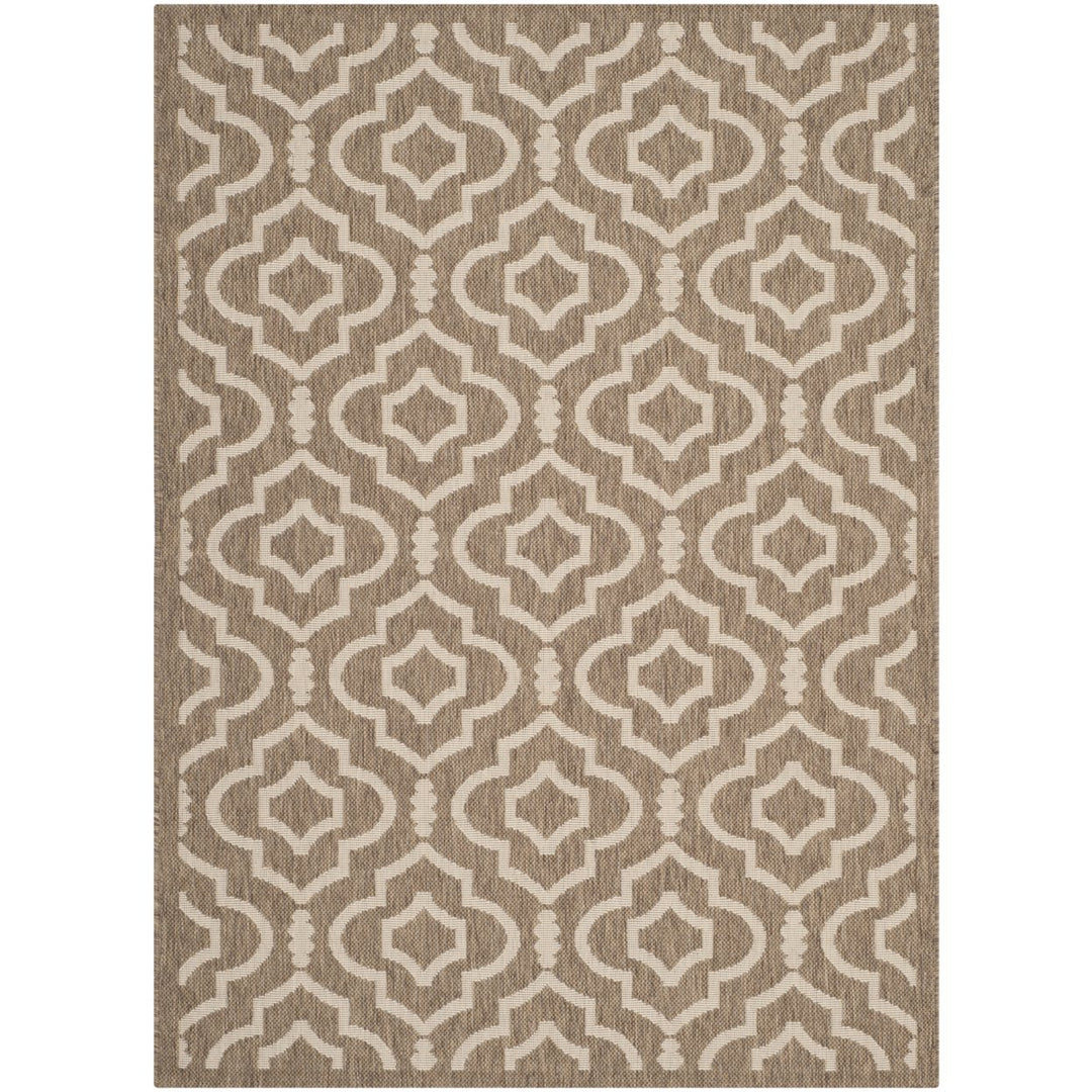 SAFAVIEH Indoor Outdoor CY6926-242 Courtyard Brown / Bone Rug Image 1