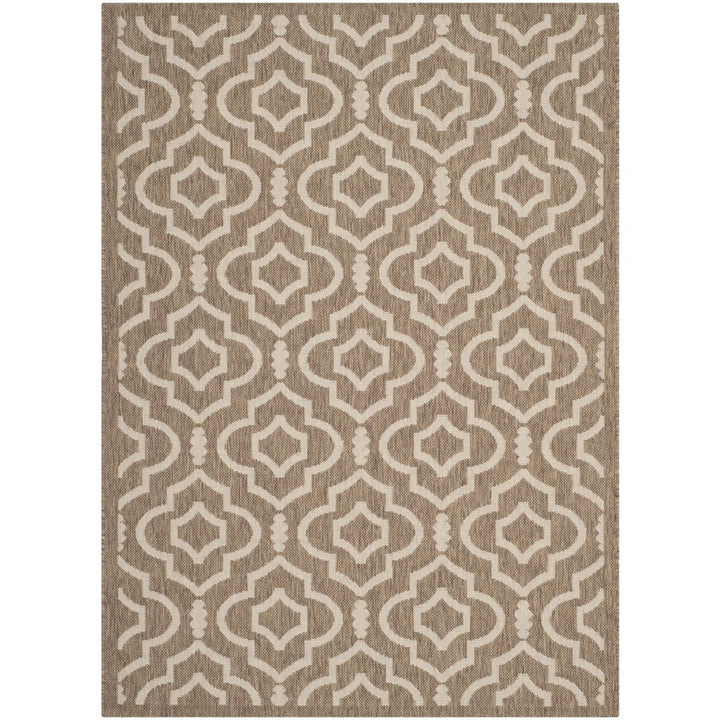 SAFAVIEH Indoor Outdoor CY6926-242 Courtyard Brown / Bone Rug Image 1