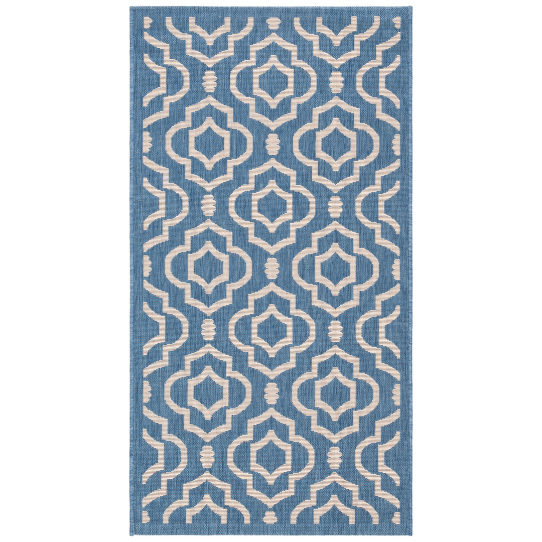 SAFAVIEH Indoor Outdoor CY6926-243 Courtyard Blue / Beige Rug Image 9