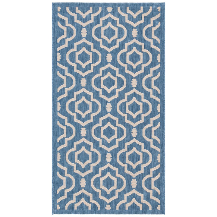 SAFAVIEH Indoor Outdoor CY6926-243 Courtyard Blue / Beige Rug Image 1