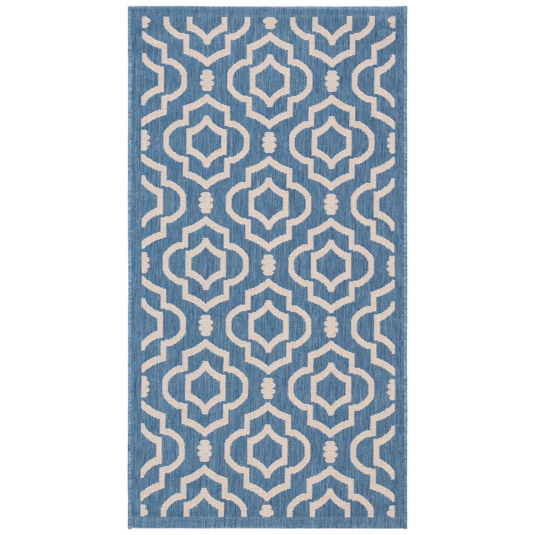 SAFAVIEH Indoor Outdoor CY6926-243 Courtyard Blue / Beige Rug Image 1