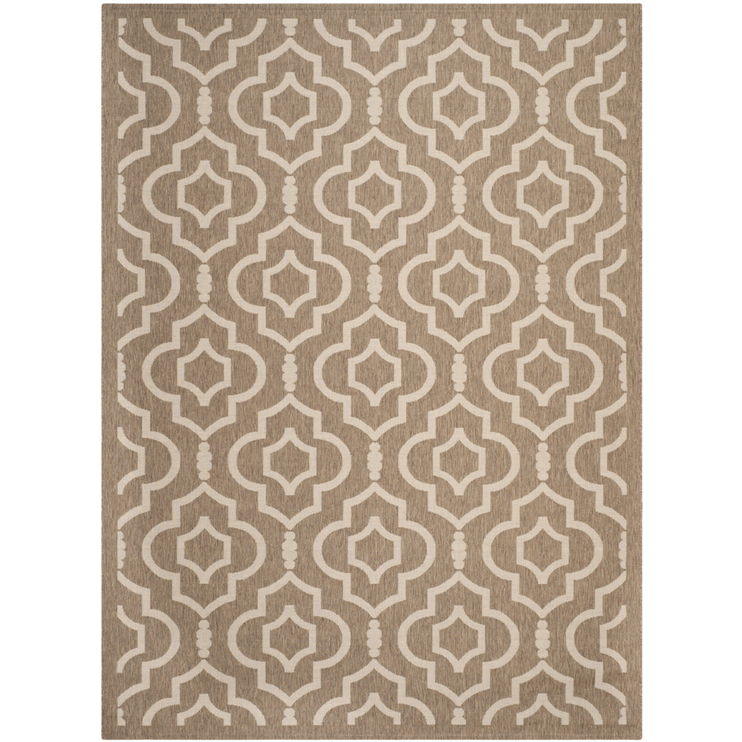 SAFAVIEH Indoor Outdoor CY6926-242 Courtyard Brown / Bone Rug Image 12