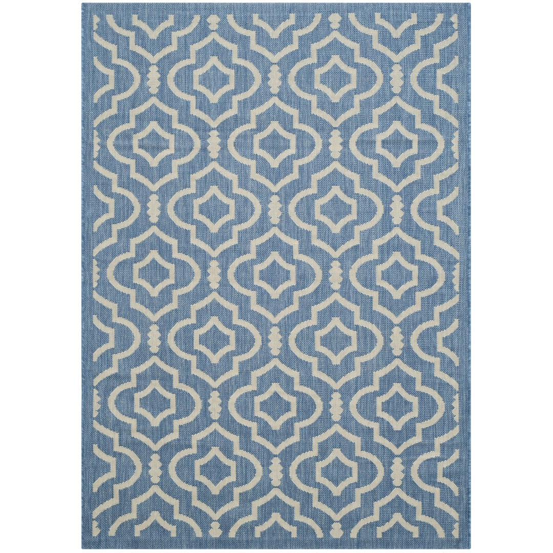 SAFAVIEH Indoor Outdoor CY6926-243 Courtyard Blue / Beige Rug Image 10