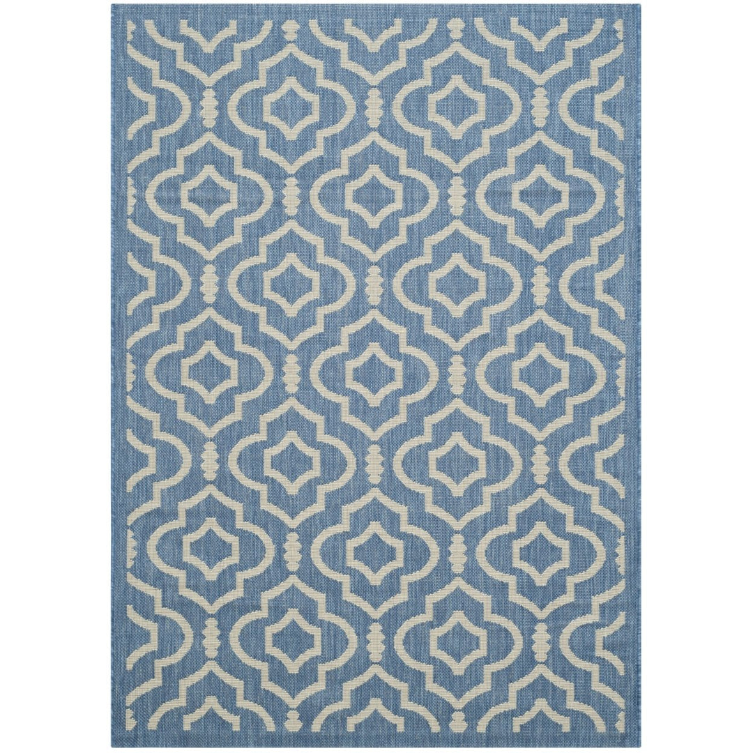 SAFAVIEH Indoor Outdoor CY6926-243 Courtyard Blue / Beige Rug Image 1