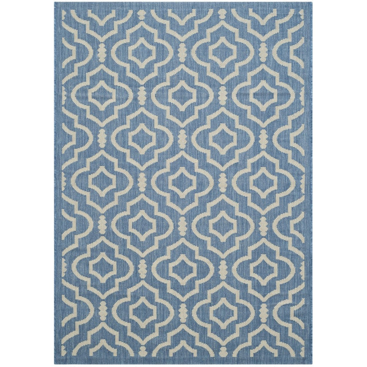 SAFAVIEH Indoor Outdoor CY6926-243 Courtyard Blue / Beige Rug Image 1