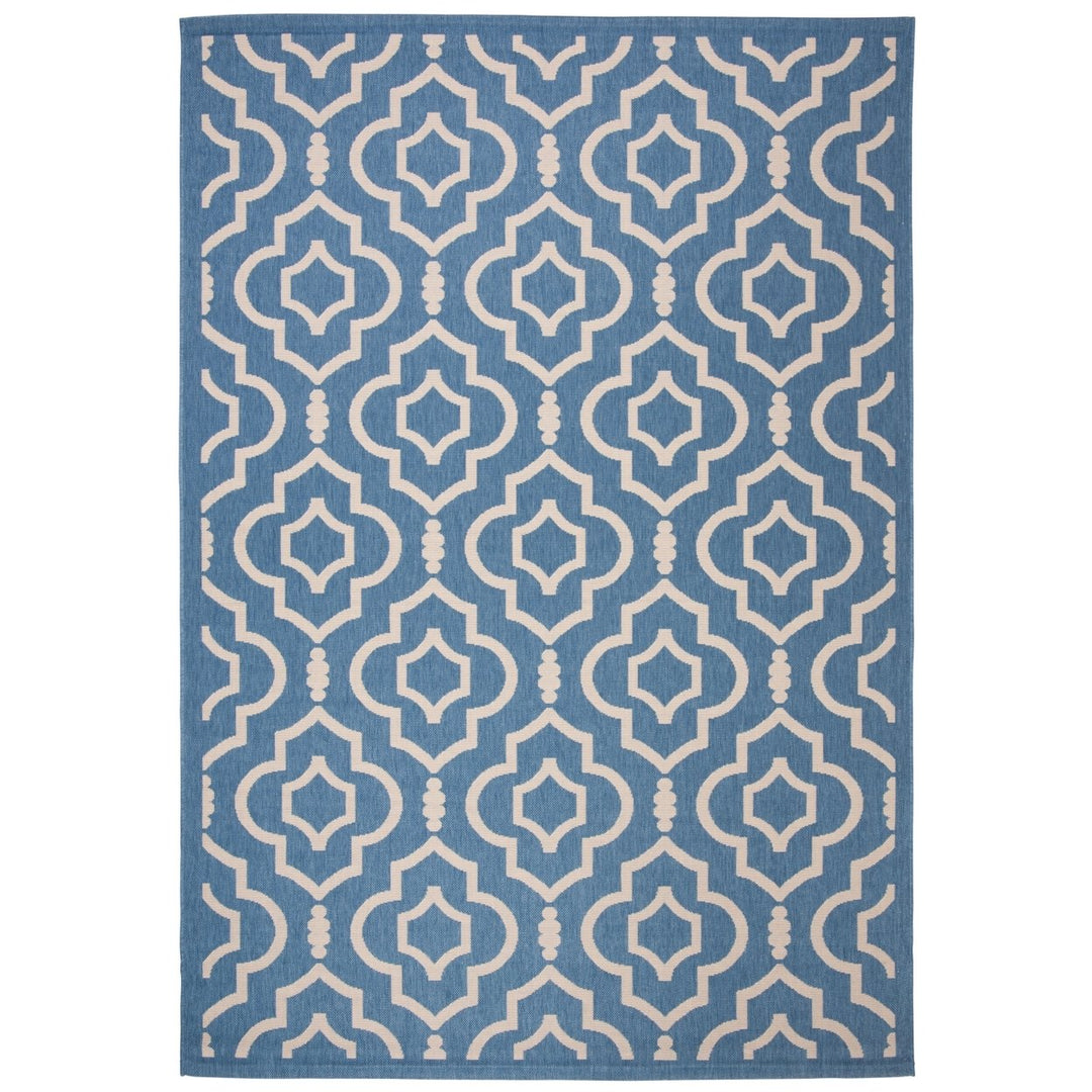 SAFAVIEH Indoor Outdoor CY6926-243 Courtyard Blue / Beige Rug Image 1