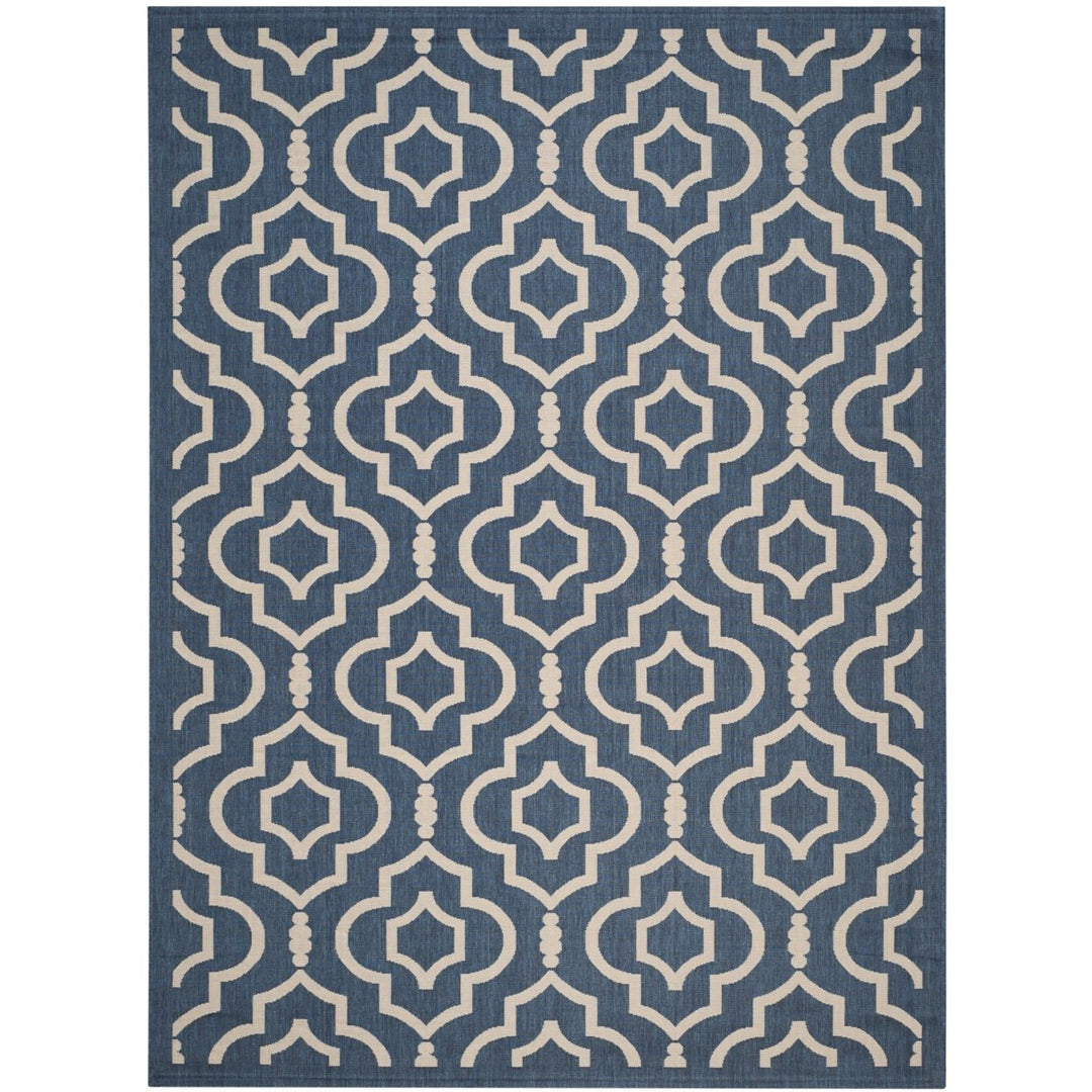 SAFAVIEH Indoor Outdoor CY6926-268 Courtyard Navy / Beige Rug Image 4