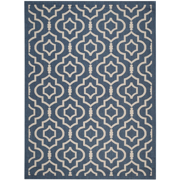 SAFAVIEH Indoor Outdoor CY6926-268 Courtyard Navy / Beige Rug Image 1