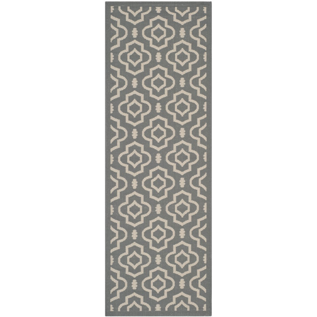 SAFAVIEH Outdoor CY6926-246 Courtyard Anthracite / Beige Rug Image 6