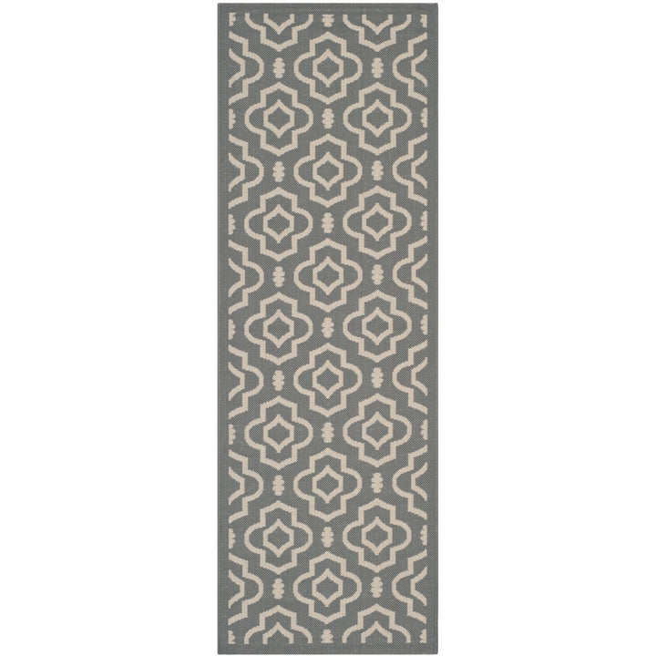 SAFAVIEH Outdoor CY6926-246 Courtyard Anthracite / Beige Rug Image 6