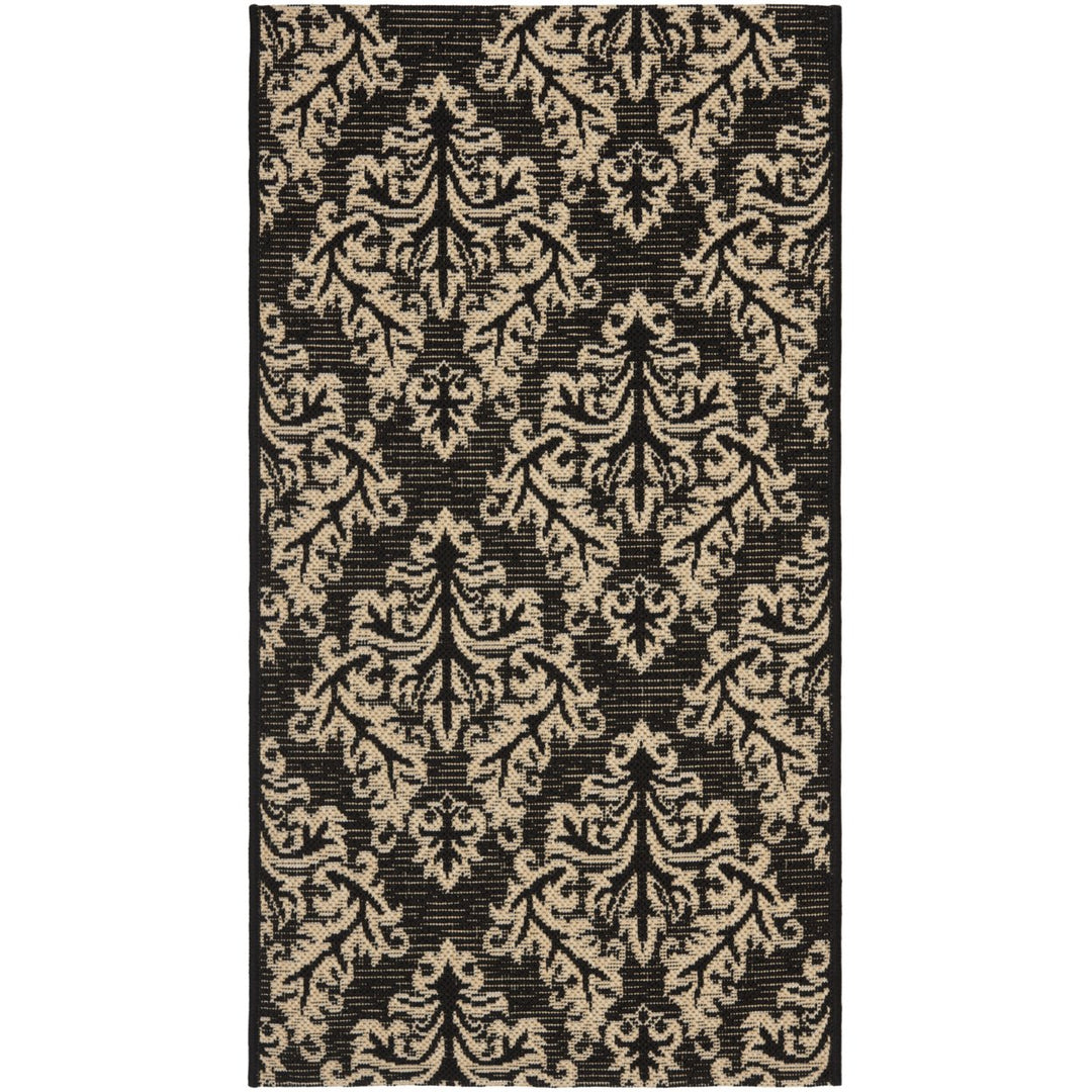 SAFAVIEH Indoor Outdoor CY6930-26 Courtyard Black / Creme Rug Image 1