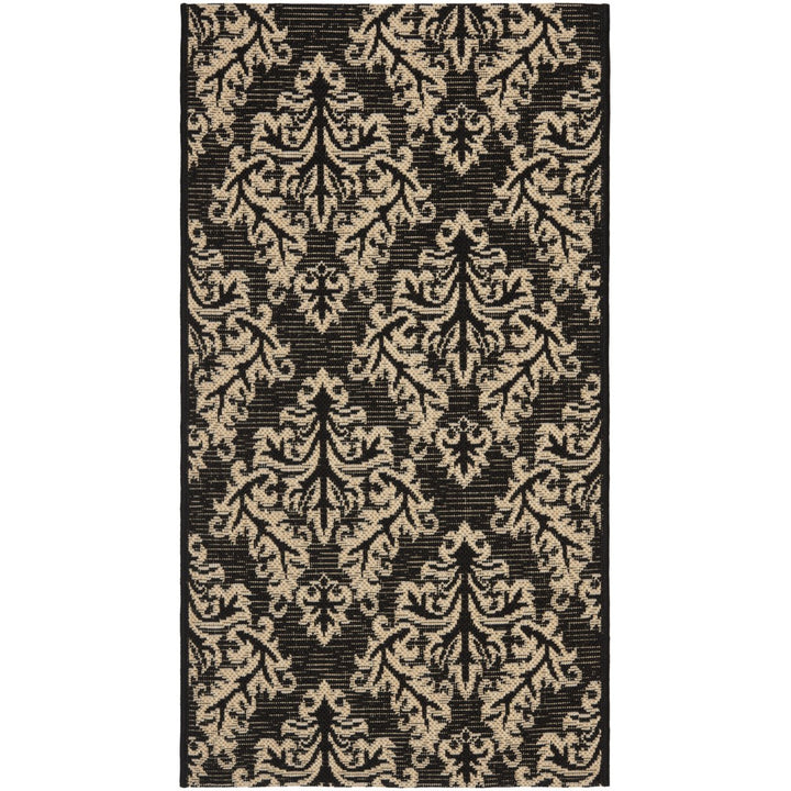 SAFAVIEH Indoor Outdoor CY6930-26 Courtyard Black / Creme Rug Image 1