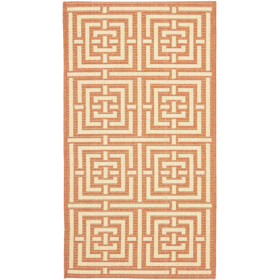 SAFAVIEH Outdoor CY6937-21 Courtyard Terracotta / Cream Rug Image 1