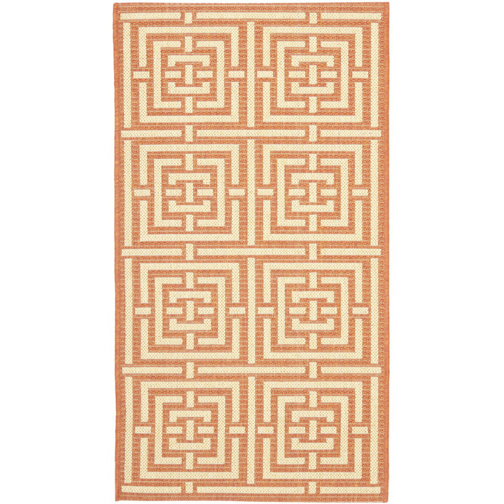 SAFAVIEH Outdoor CY6937-21 Courtyard Terracotta / Cream Rug Image 1