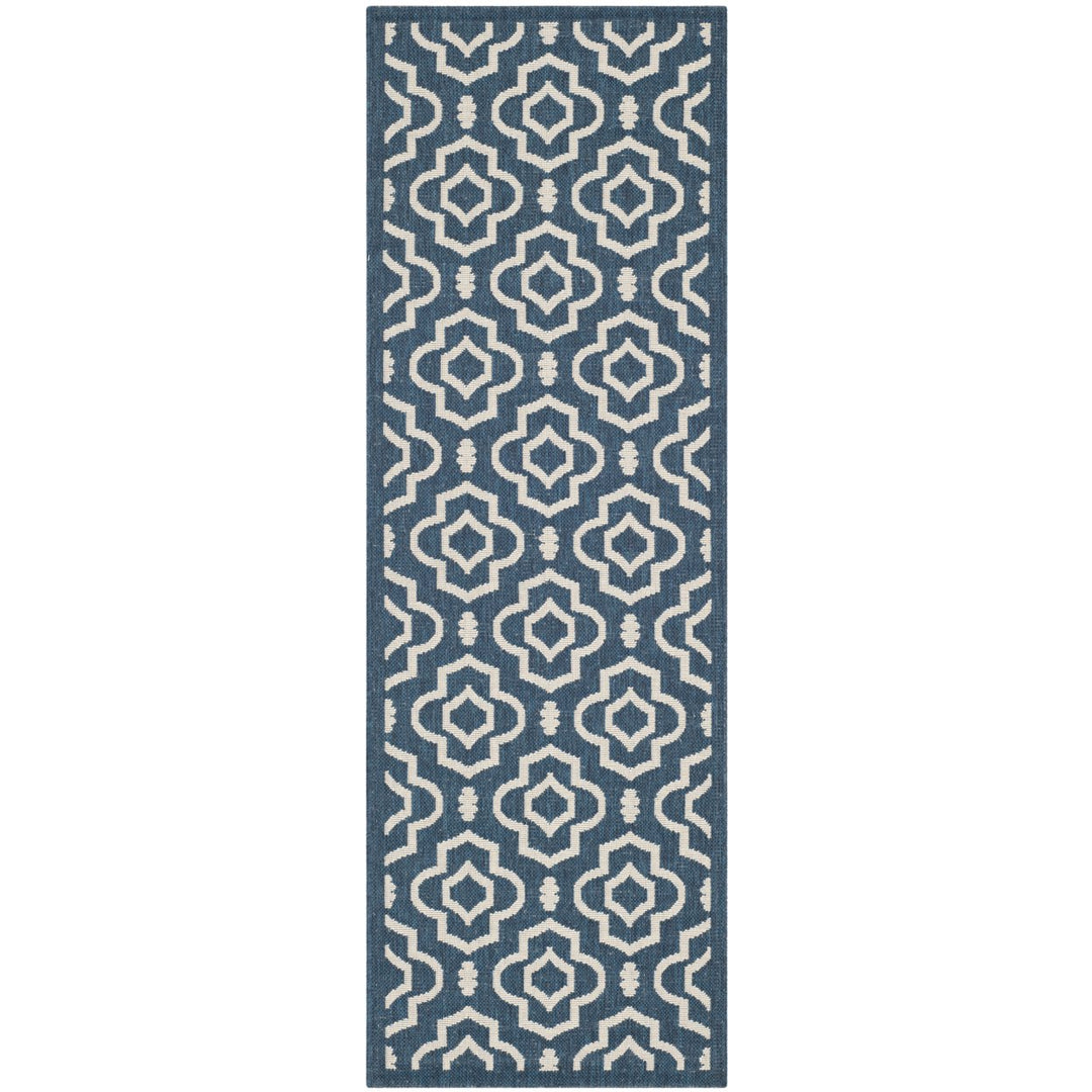 SAFAVIEH Indoor Outdoor CY6926-268 Courtyard Navy / Beige Rug Image 1