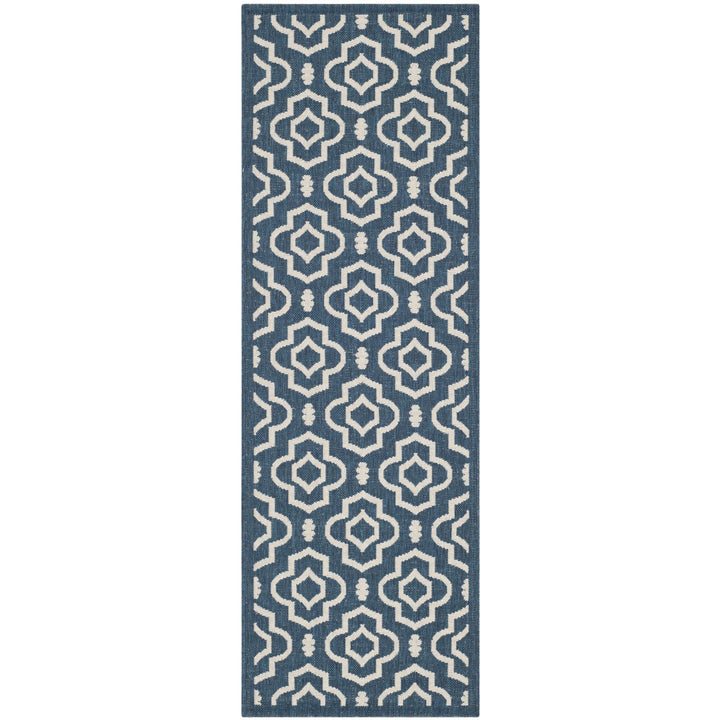 SAFAVIEH Indoor Outdoor CY6926-268 Courtyard Navy / Beige Rug Image 1