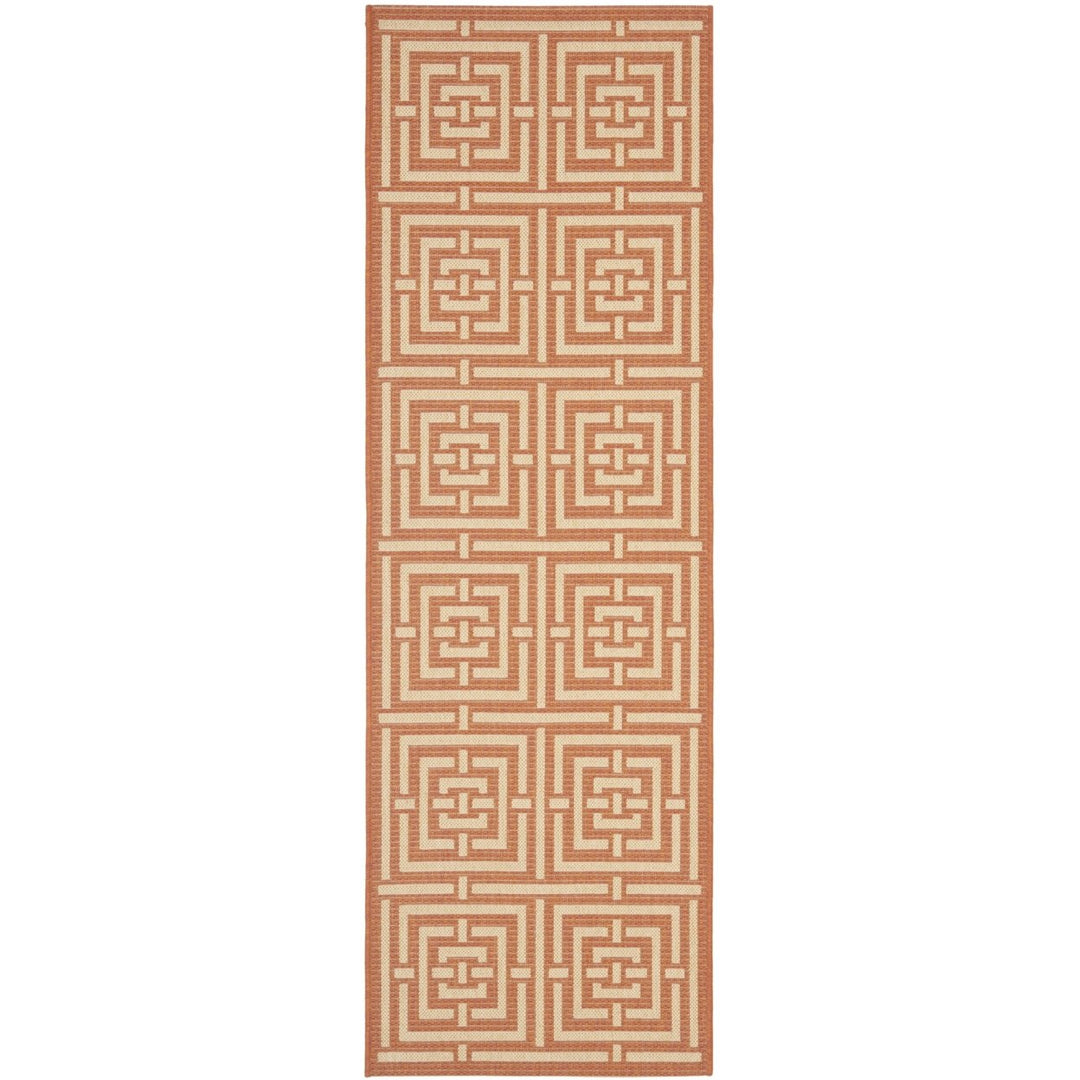 SAFAVIEH Outdoor CY6937-21 Courtyard Terracotta / Cream Rug Image 1