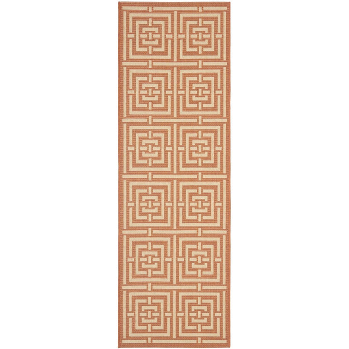 SAFAVIEH Outdoor CY6937-21 Courtyard Terracotta / Cream Rug Image 1