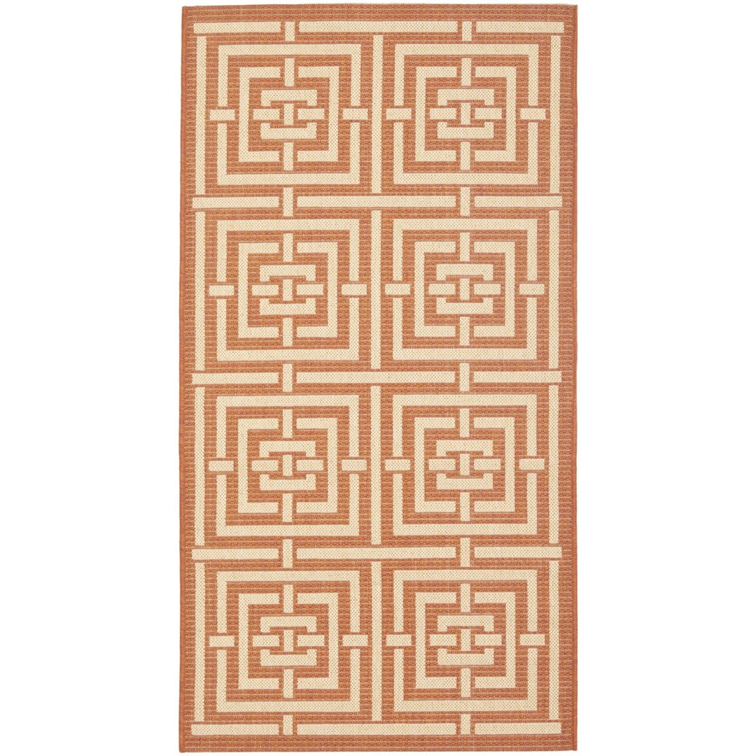 SAFAVIEH Outdoor CY6937-21 Courtyard Terracotta / Cream Rug Image 1