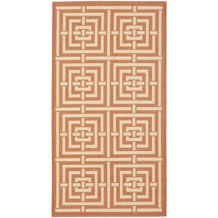 SAFAVIEH Outdoor CY6937-21 Courtyard Terracotta / Cream Rug Image 1