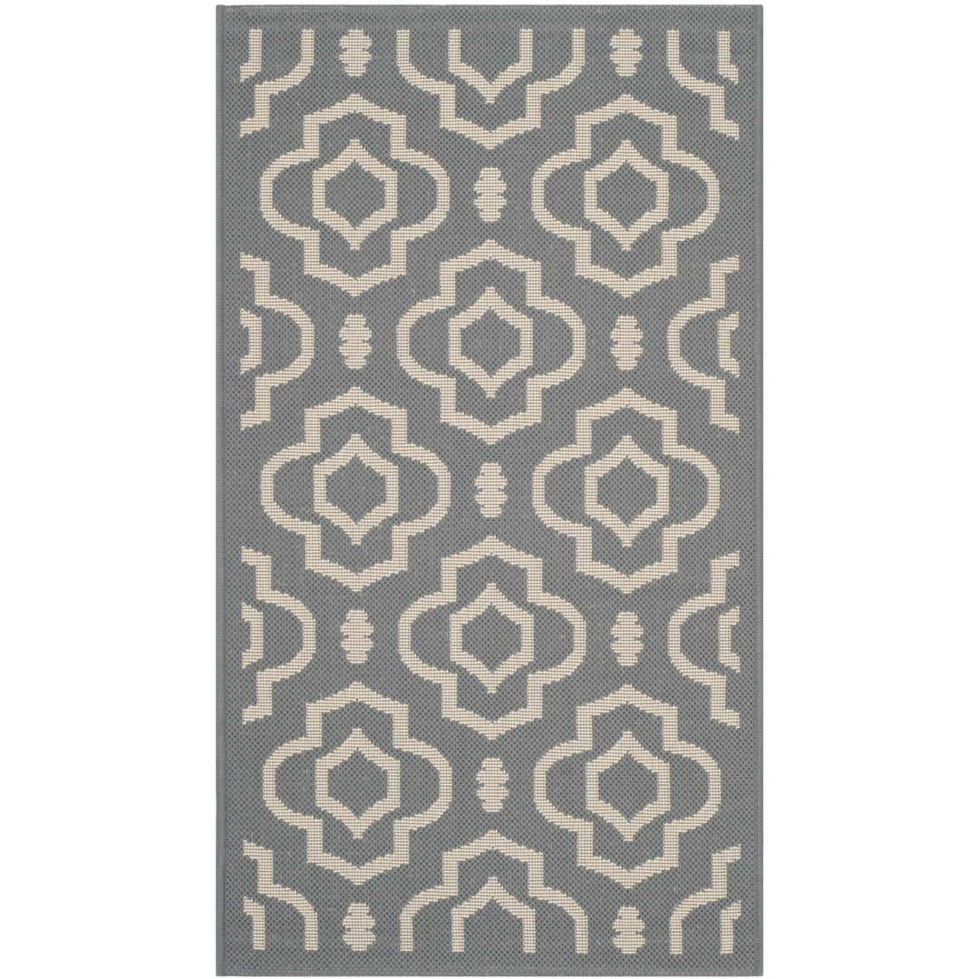 SAFAVIEH Outdoor CY6926-246 Courtyard Anthracite / Beige Rug Image 9