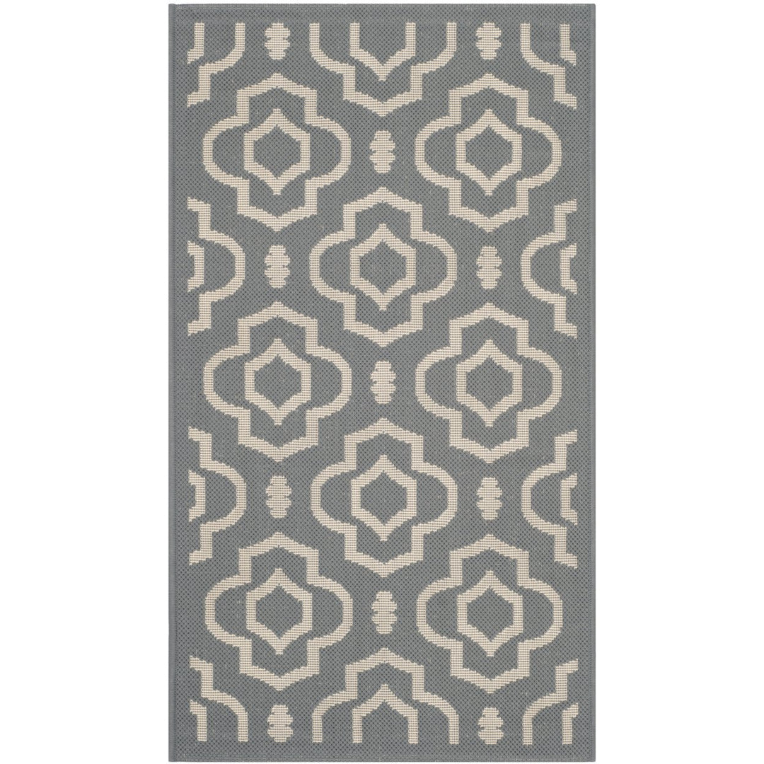 SAFAVIEH Outdoor CY6926-246 Courtyard Anthracite / Beige Rug Image 1