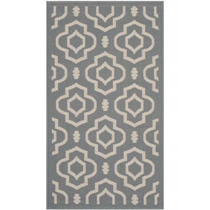 SAFAVIEH Outdoor CY6926-246 Courtyard Anthracite / Beige Rug Image 1