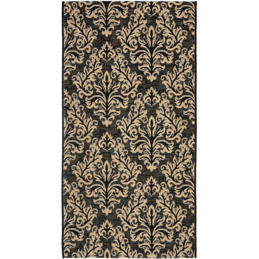 SAFAVIEH Indoor Outdoor CY6930-26 Courtyard Black / Creme Rug Image 1