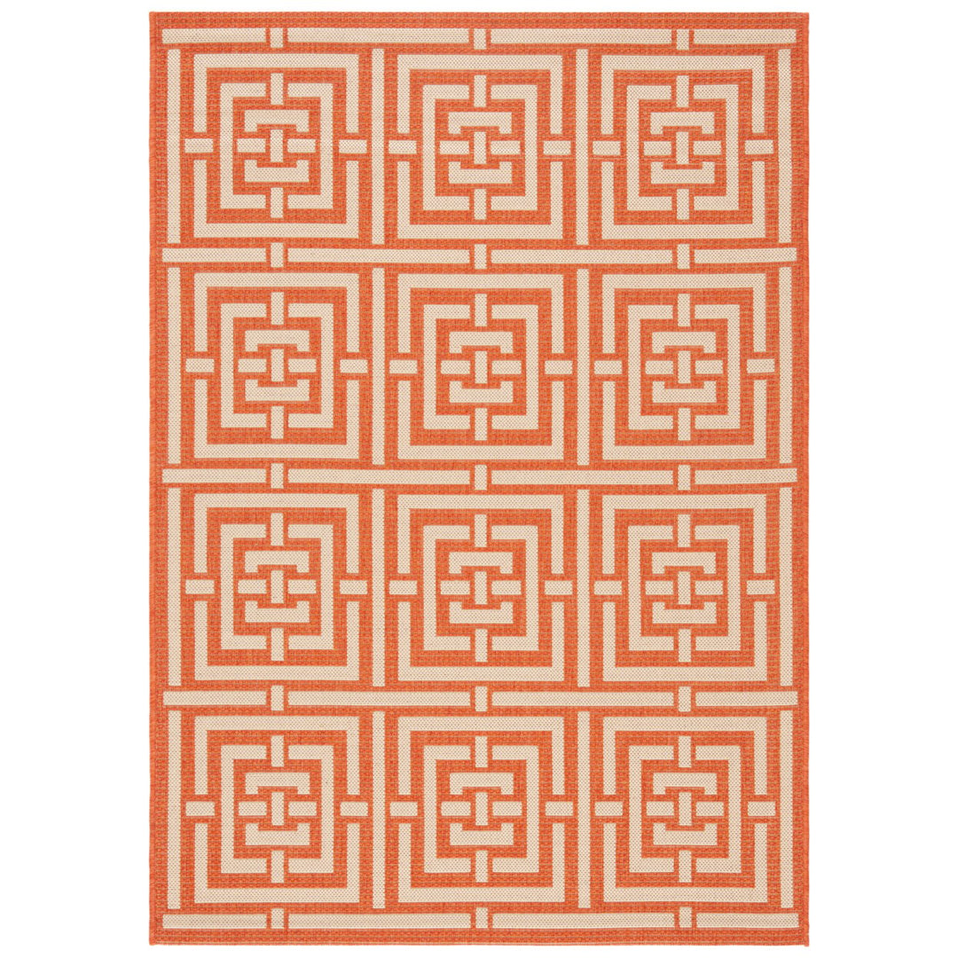 SAFAVIEH Outdoor CY6937-21 Courtyard Terracotta / Cream Rug Image 1