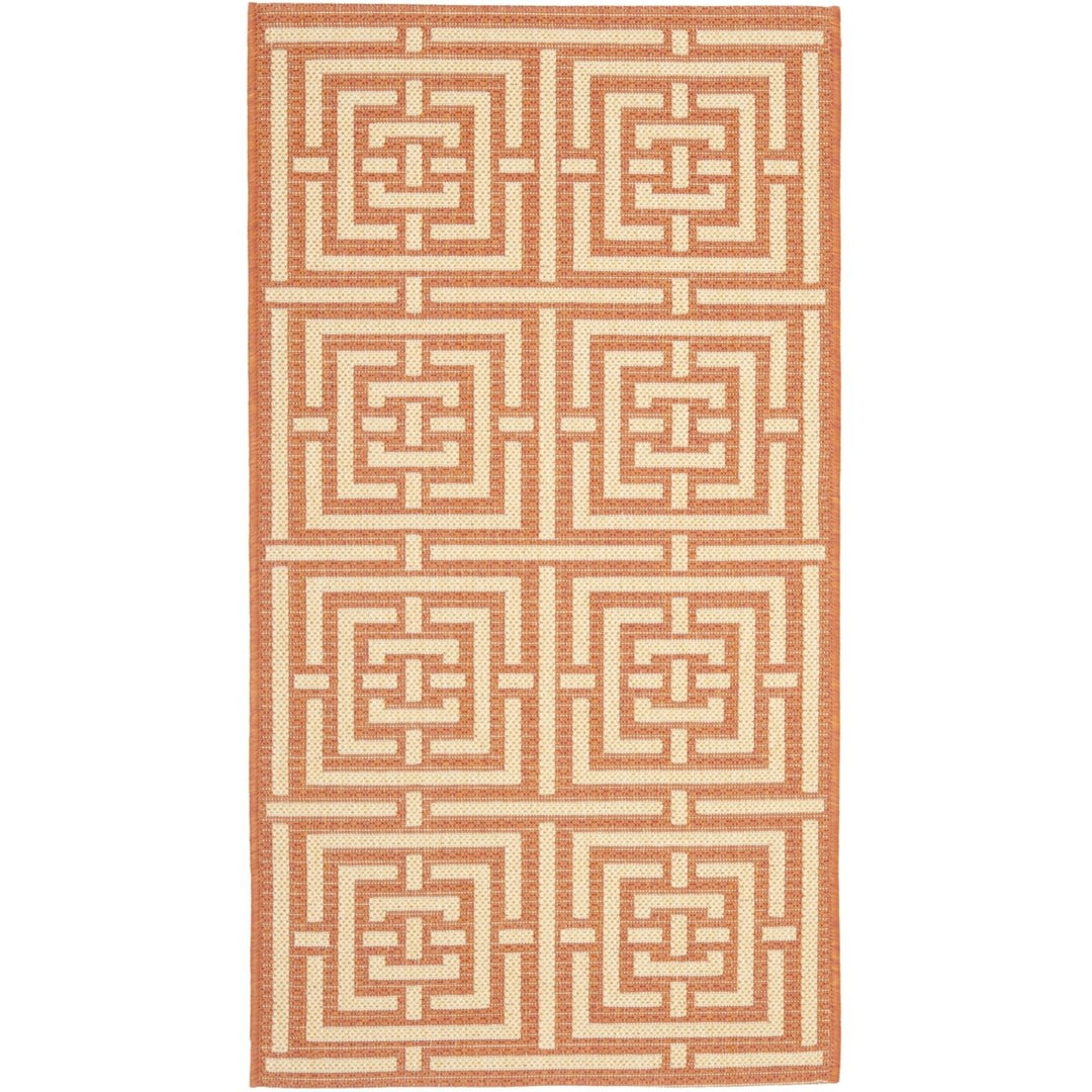 SAFAVIEH Outdoor CY6937-21 Courtyard Terracotta / Cream Rug Image 1