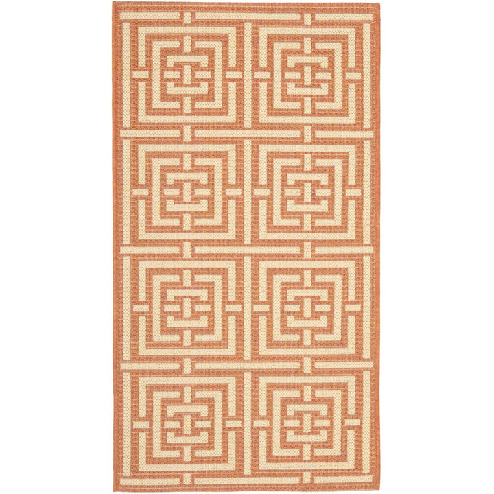 SAFAVIEH Outdoor CY6937-21 Courtyard Terracotta / Cream Rug Image 1