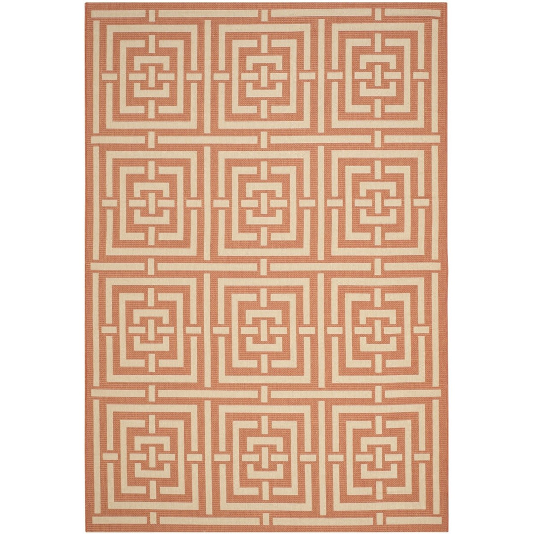 SAFAVIEH Outdoor CY6937-21 Courtyard Terracotta / Cream Rug Image 1