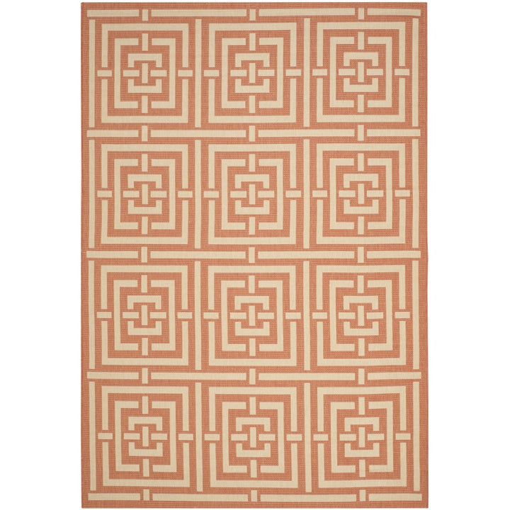 SAFAVIEH Outdoor CY6937-21 Courtyard Terracotta / Cream Rug Image 1