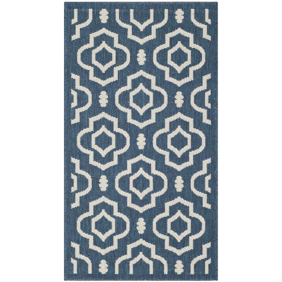 SAFAVIEH Indoor Outdoor CY6926-268 Courtyard Navy / Beige Rug Image 1