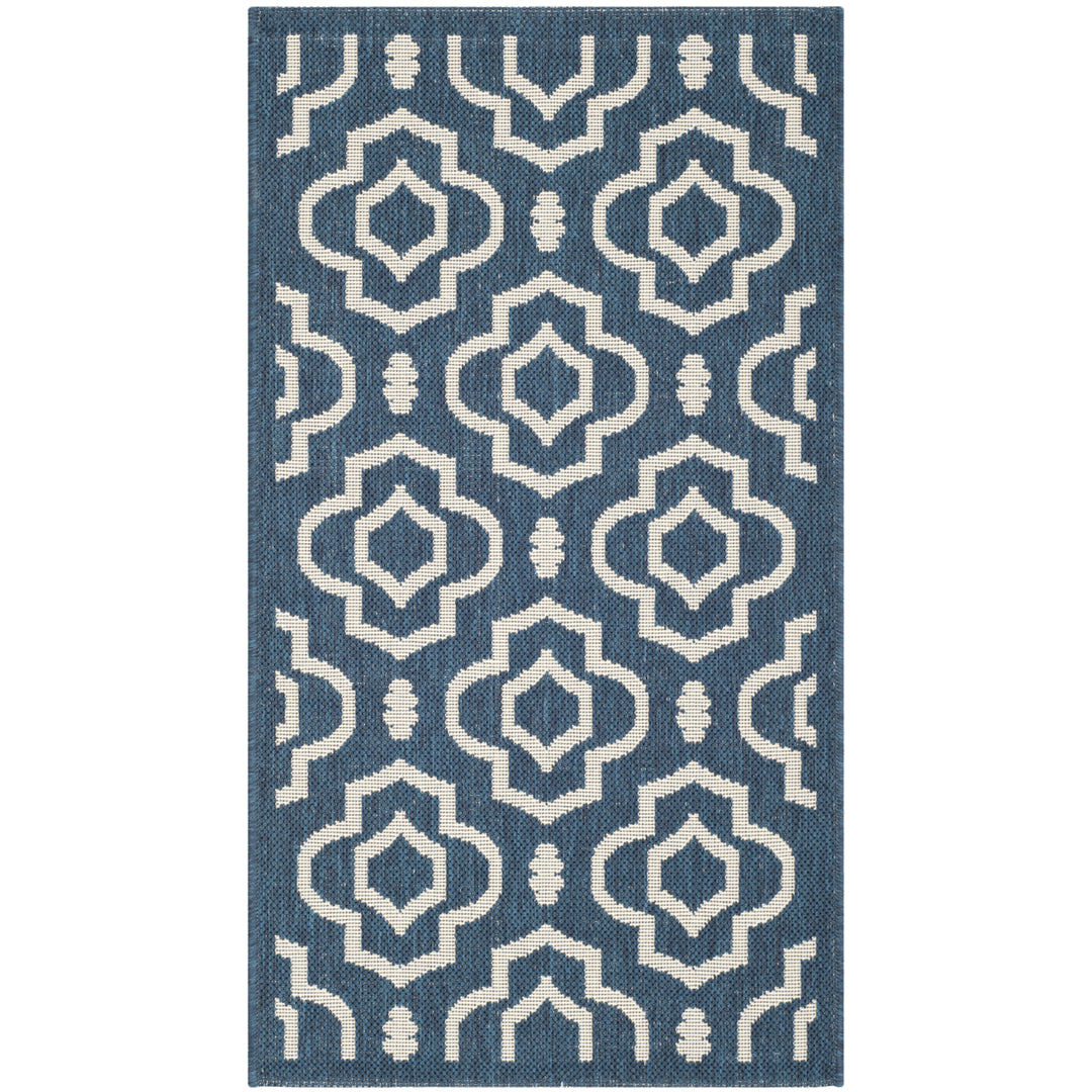 SAFAVIEH Indoor Outdoor CY6926-268 Courtyard Navy / Beige Rug Image 1