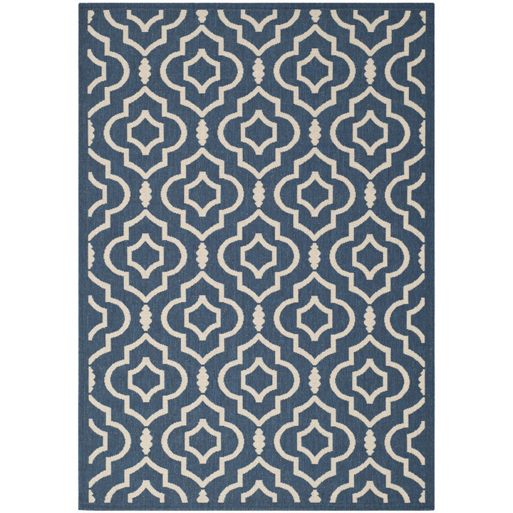 SAFAVIEH Indoor Outdoor CY6926-268 Courtyard Navy / Beige Rug Image 1